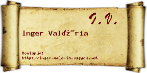 Inger Valéria névjegykártya
